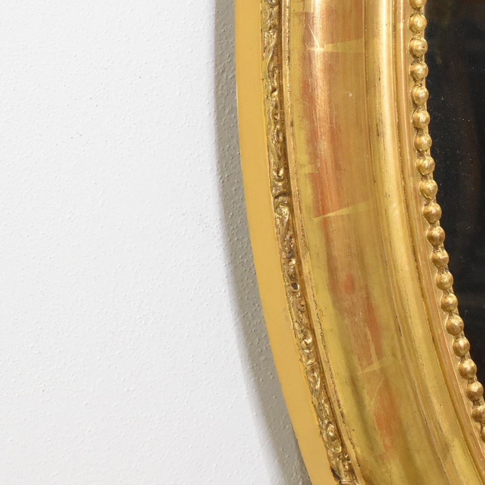 SPO171 1 antique round gold leaf mirror oval mirror XIX century.jpg